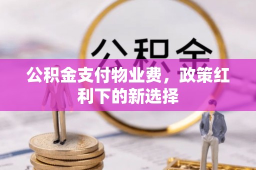 牧野公积金支付物业费，政策红利下的新选择